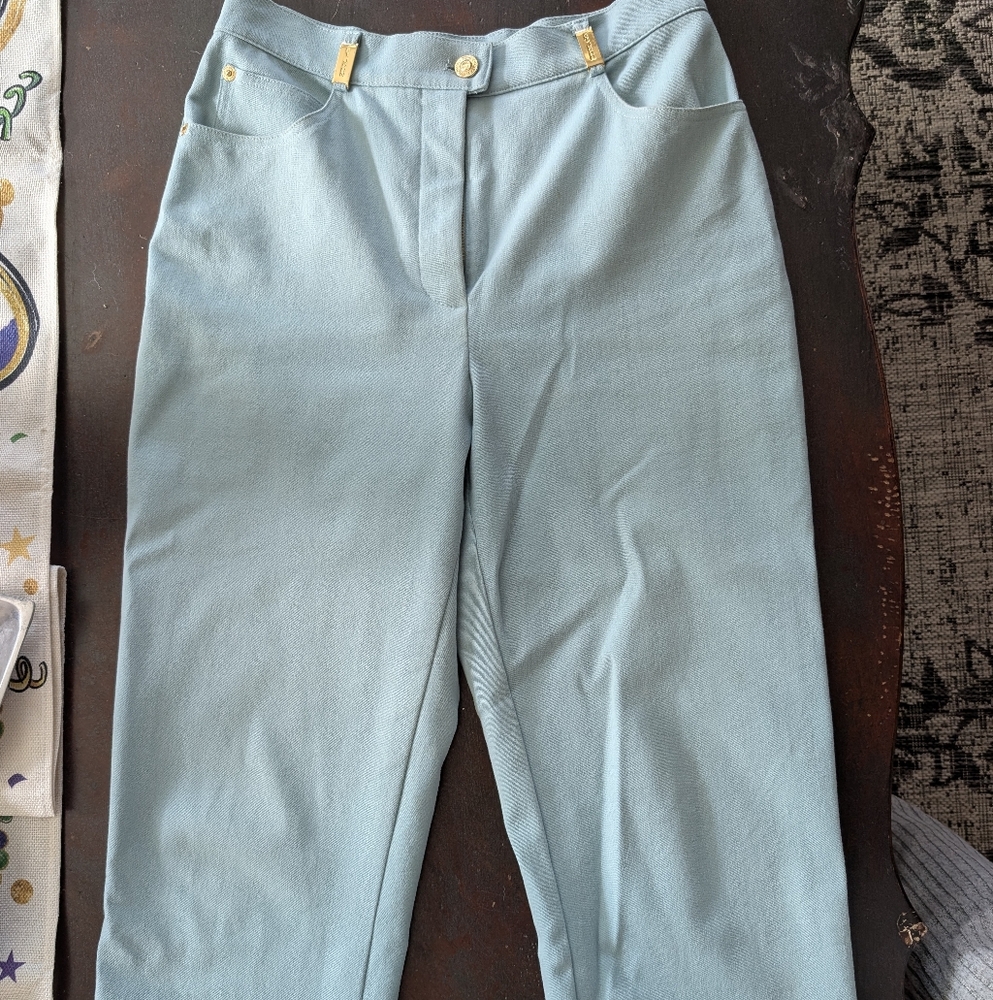ST. JOHN SPORT BY MARIE GRAY BLUE RAYON POLYESTER POLYURETHANE PANTS SIZE 4